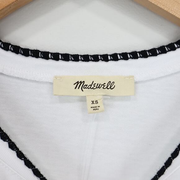 Madewell Side-Cinch Muscle Tee White Black Size XS NWT - Picture 6 of 10